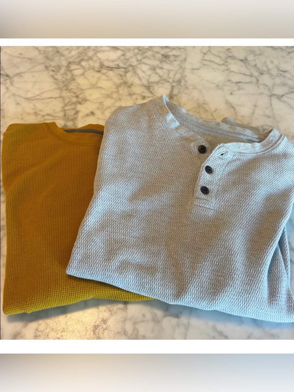 Two Men’s thermal shirts for layering - Gray and Mustard colors Size Small